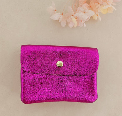 Metallic leather Kangoo wallet: Turquoise