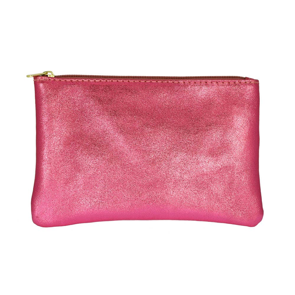 Les Cleias Pochette in Pelle Iridescente con Zip – Argento