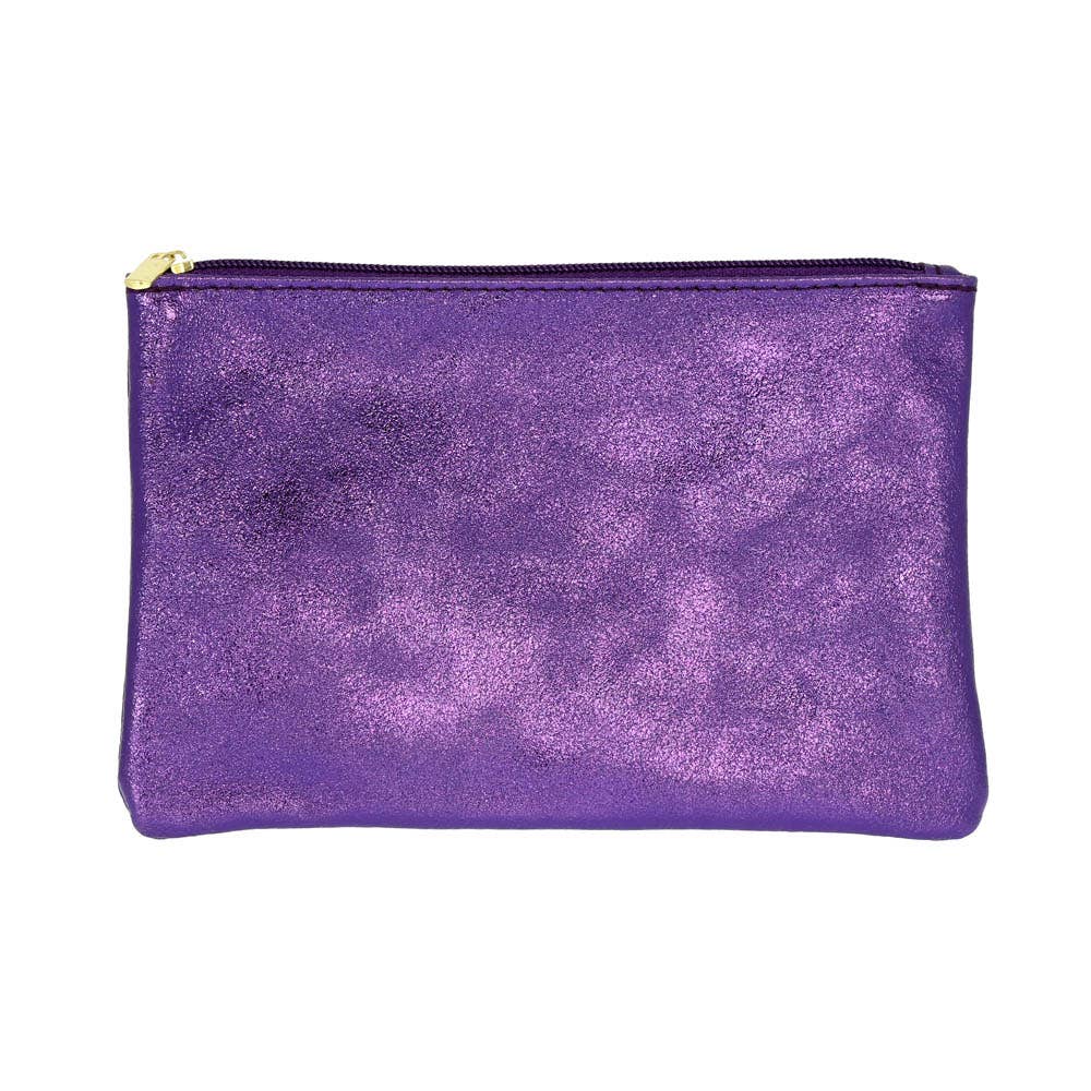 Les Cleias Pochette in Pelle Iridescente con Zip – Argento