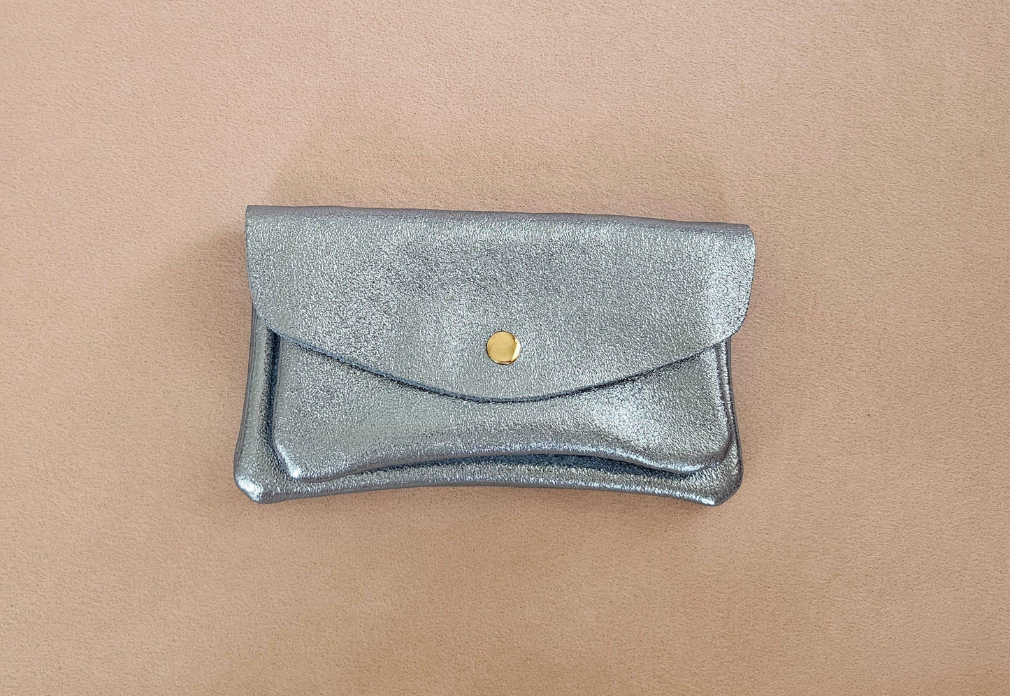 Kangaroo double pocket leather wallet: Light pink