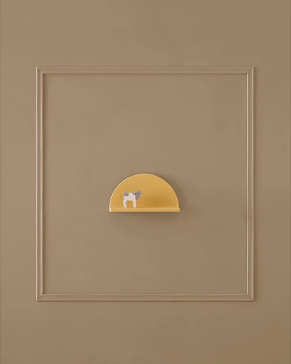 Mensola a forma di sole color senape con adesivi – Kid’s Concept