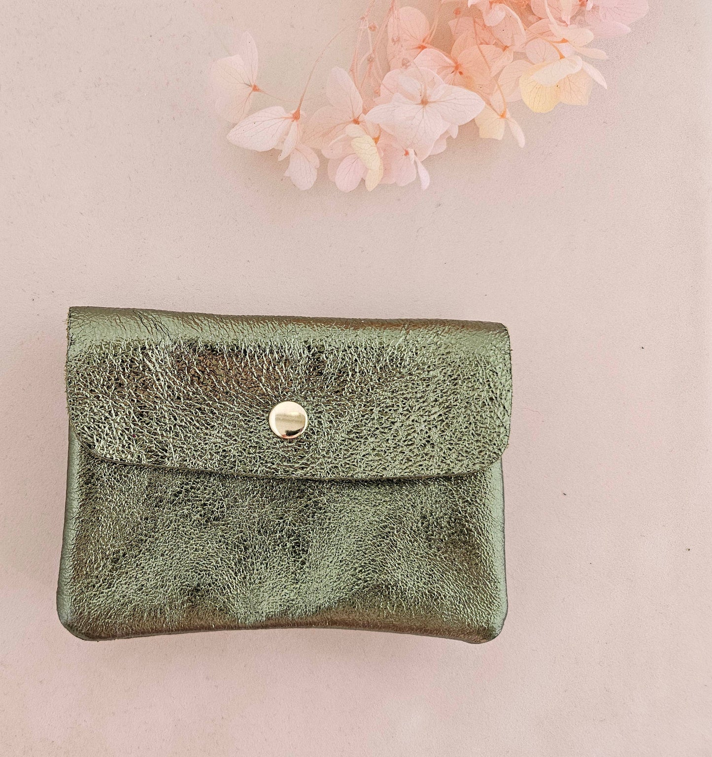 Metallic leather Kangoo wallet: Turquoise