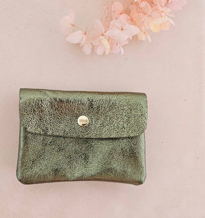 Metallic leather Kangoo wallet: Turquoise
