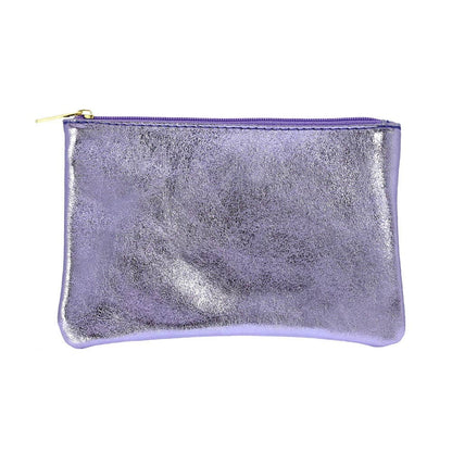 Les Cleias Pochette in Pelle Iridescente con Zip – Argento