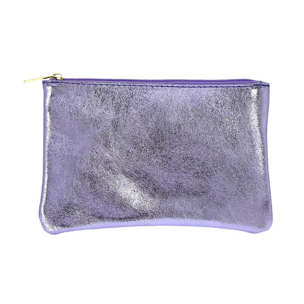 Les Cleias Pochette in Pelle Iridescente con Zip – Rosa