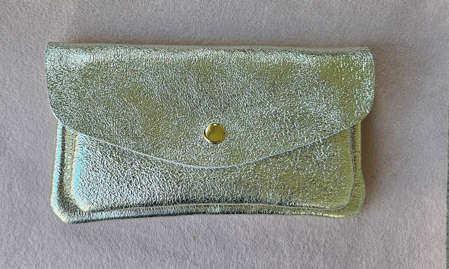 Kangaroo double pocket leather wallet: Nude