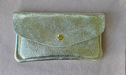 Kangaroo double pocket leather wallet: Nude