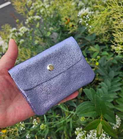 Metallic leather Kangoo wallet: Turquoise