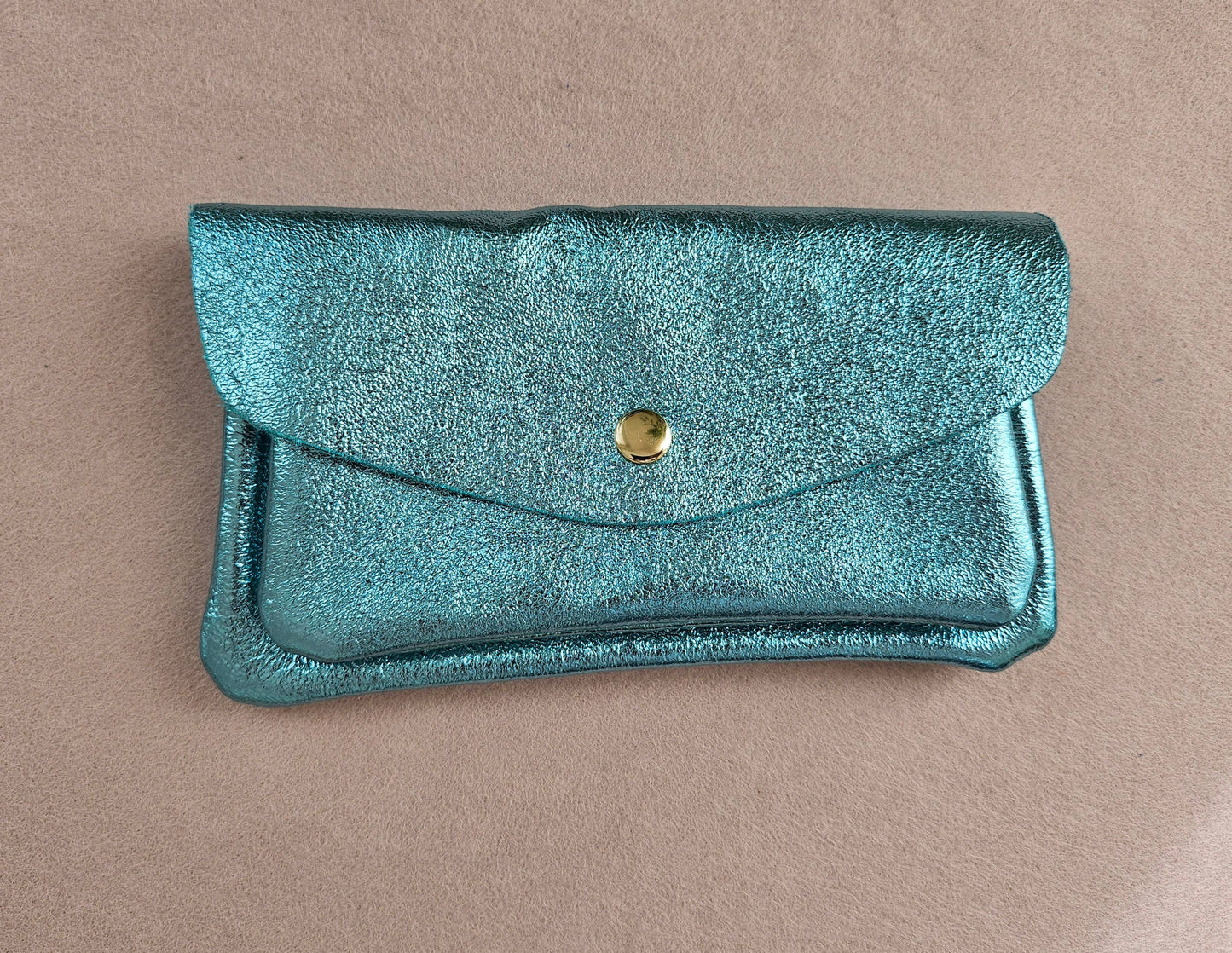 Kangaroo double pocket leather wallet: Light pink