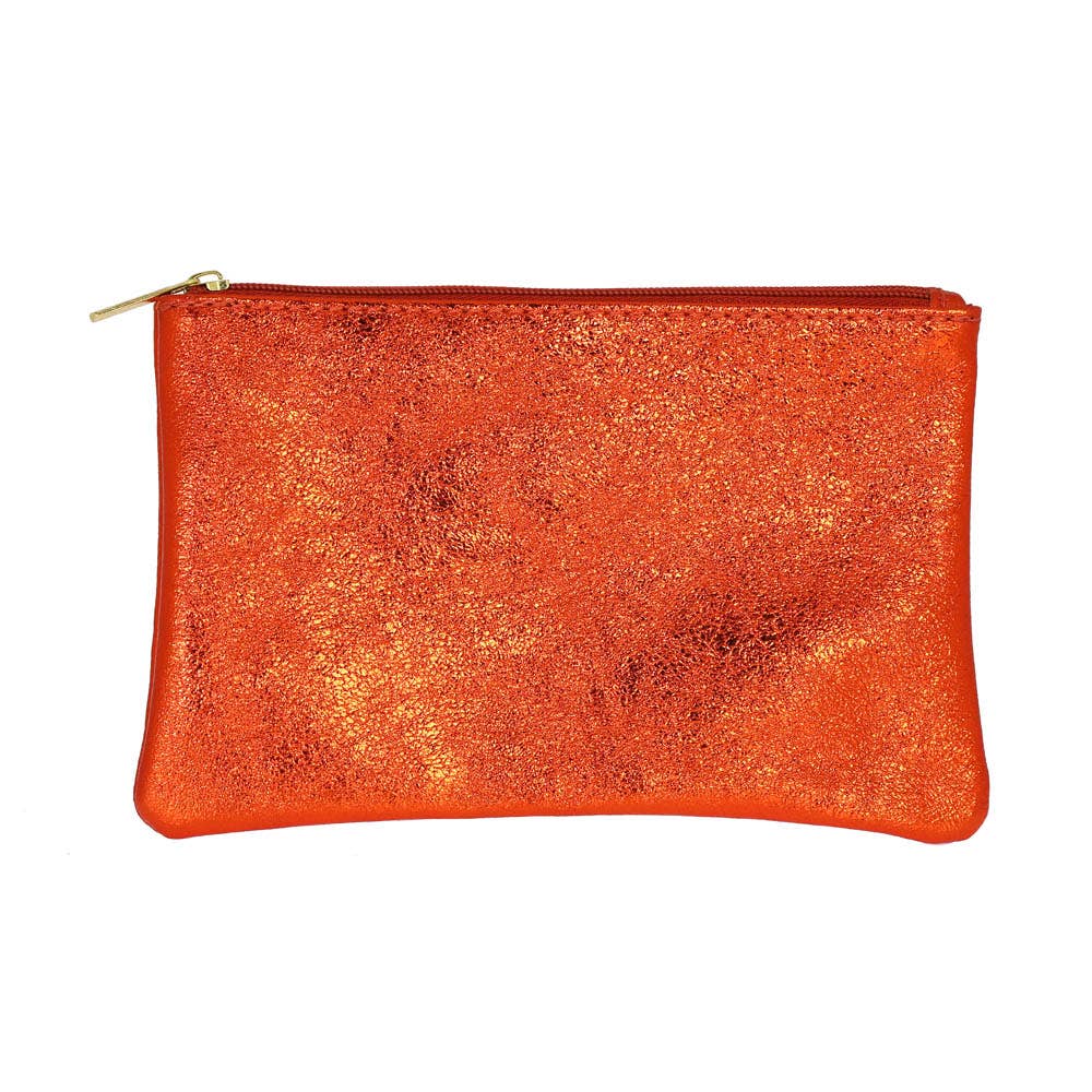 Les Cleias Pochette in Pelle Iridescente con Zip – Rosa