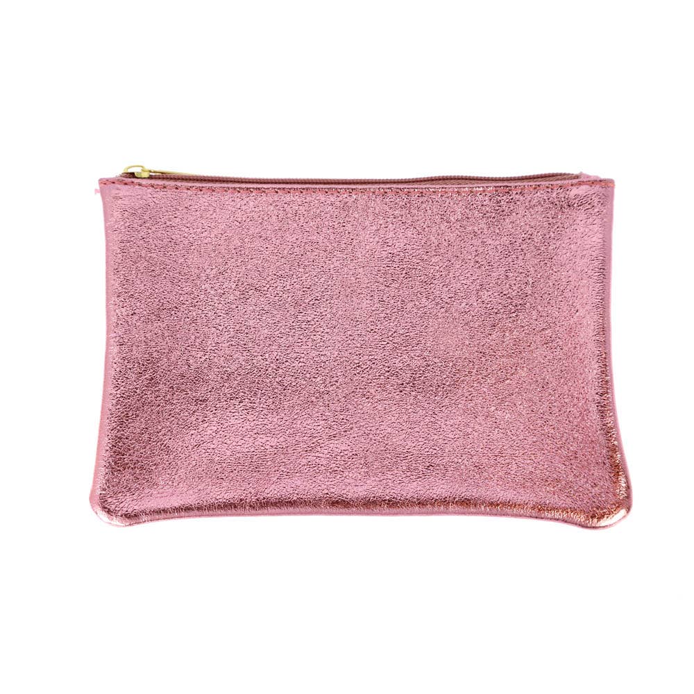 Les Cleias Pochette in Pelle Iridescente con Zip – Argento