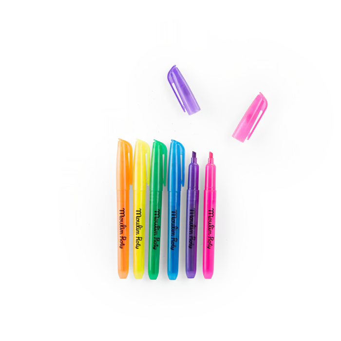 Moulin Roty – Set 6 Pennarelli Fluo – Collezione Les Loufoques