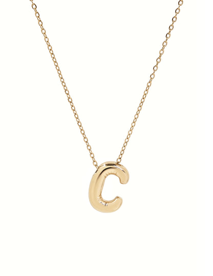 Collana Iniziale Lettera Balloon in Acciaio Dorato – Personalizzabile A–Z