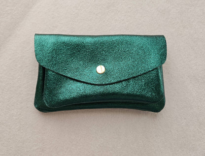 Kangaroo double pocket leather wallet: Nude