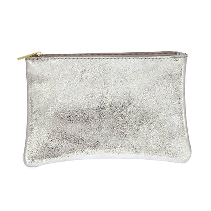 Les Cleias Pochette in Pelle Iridescente con Zip – Argento