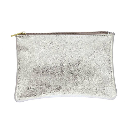 Les Cleias Pochette in Pelle Iridescente con Zip – Argento
