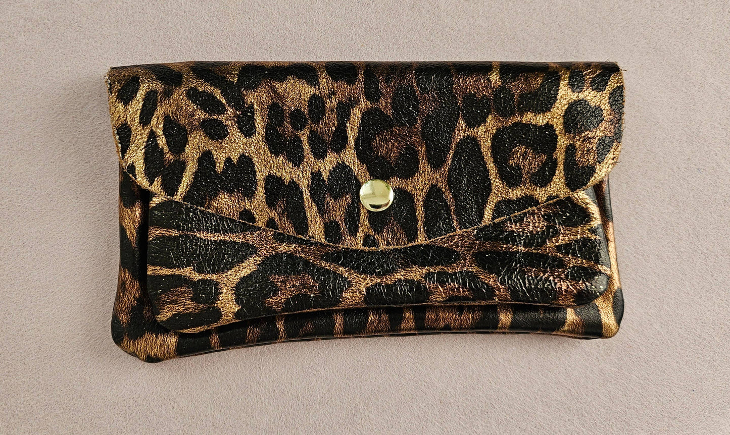 Kangaroo double pocket leather wallet: Nude