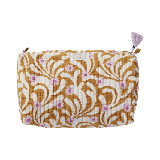 Bonheur du Jour – Pochette Beauty Poppy Olive in cotone trapuntato