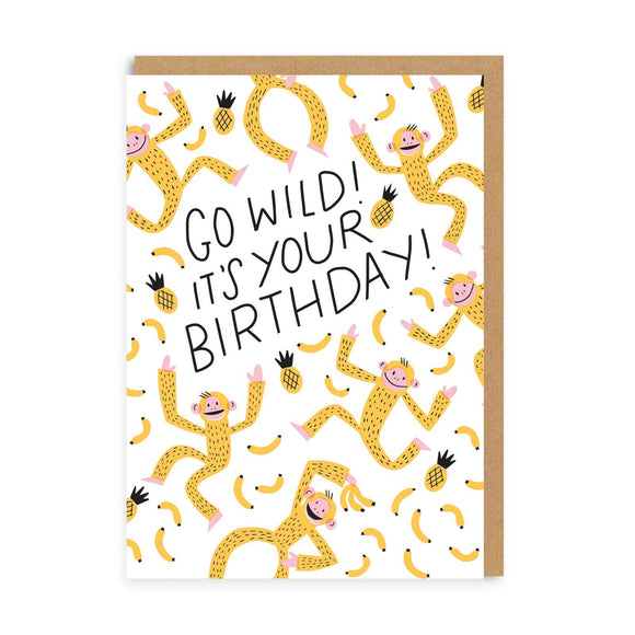 Go Wild Birthday Monkey Hello!Lucky Greeting Card - Apple Pie