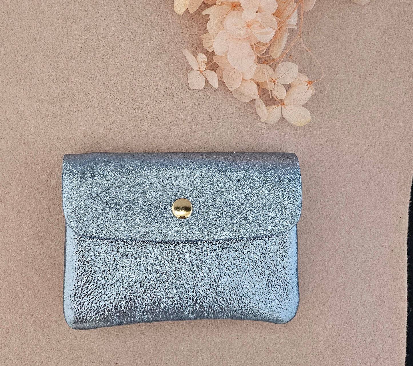 Metallic leather Kangoo wallet: Turquoise