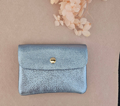 Metallic leather Kangoo wallet: Turquoise