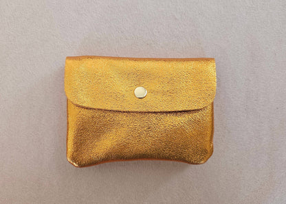 Metallic leather Kangoo wallet: Turquoise