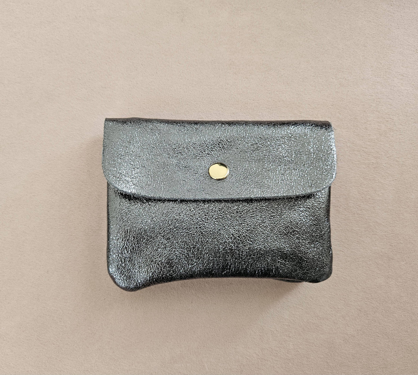 Metallic leather Kangoo wallet: Turquoise