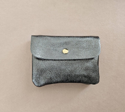 Metallic leather Kangoo wallet: Turquoise