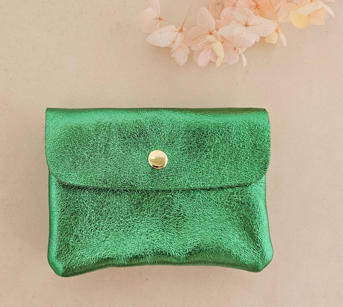Metallic leather Kangoo wallet: Turquoise