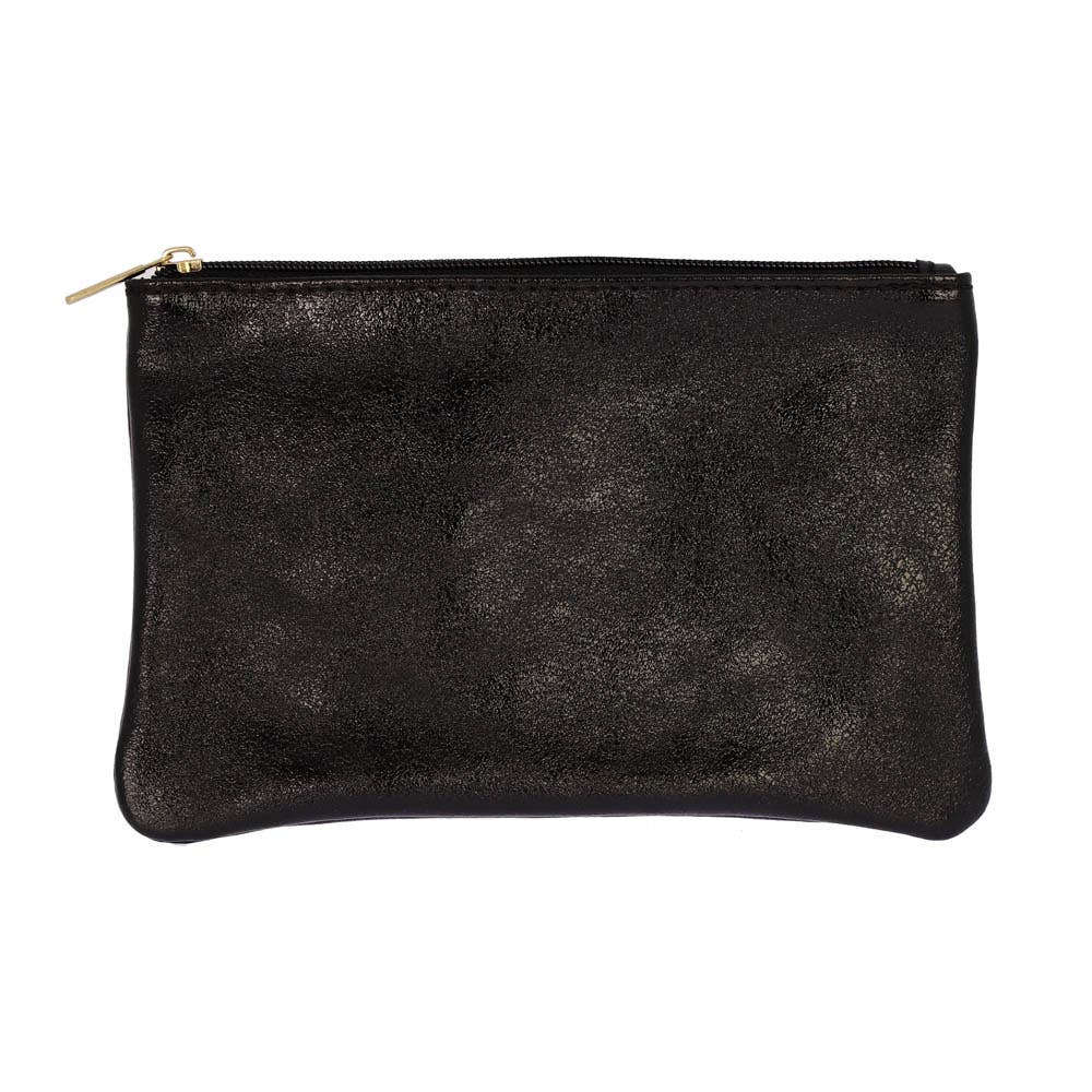 Les Cleias Pochette in Pelle Iridescente con Zip – Rosa