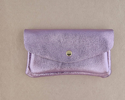 Kangaroo double pocket leather wallet: Nude