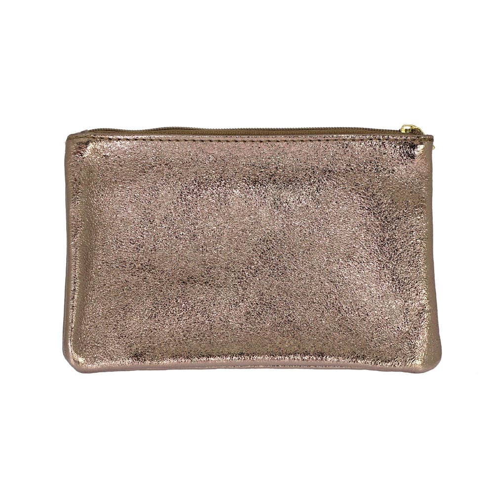 Les Cleias Pochette in Pelle Iridescente con Zip – Argento