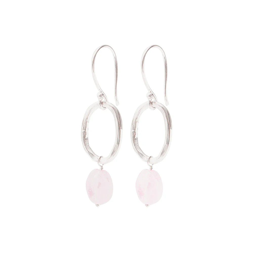 Orecchini Pendenti Graceful con Quarzo Rosa e Finitura in Argento – A Beautiful Story
