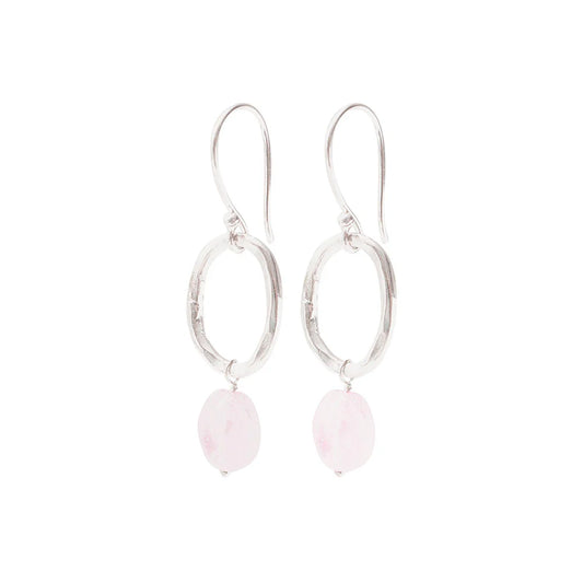 Orecchini Pendenti Graceful con Quarzo Rosa e Finitura in Argento – A Beautiful Story