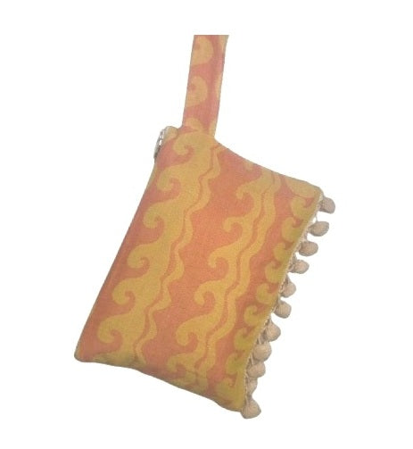 Aelia Anna Borsa Clutch Yalos Ponpon Corallo e Giallo - Apple Pie