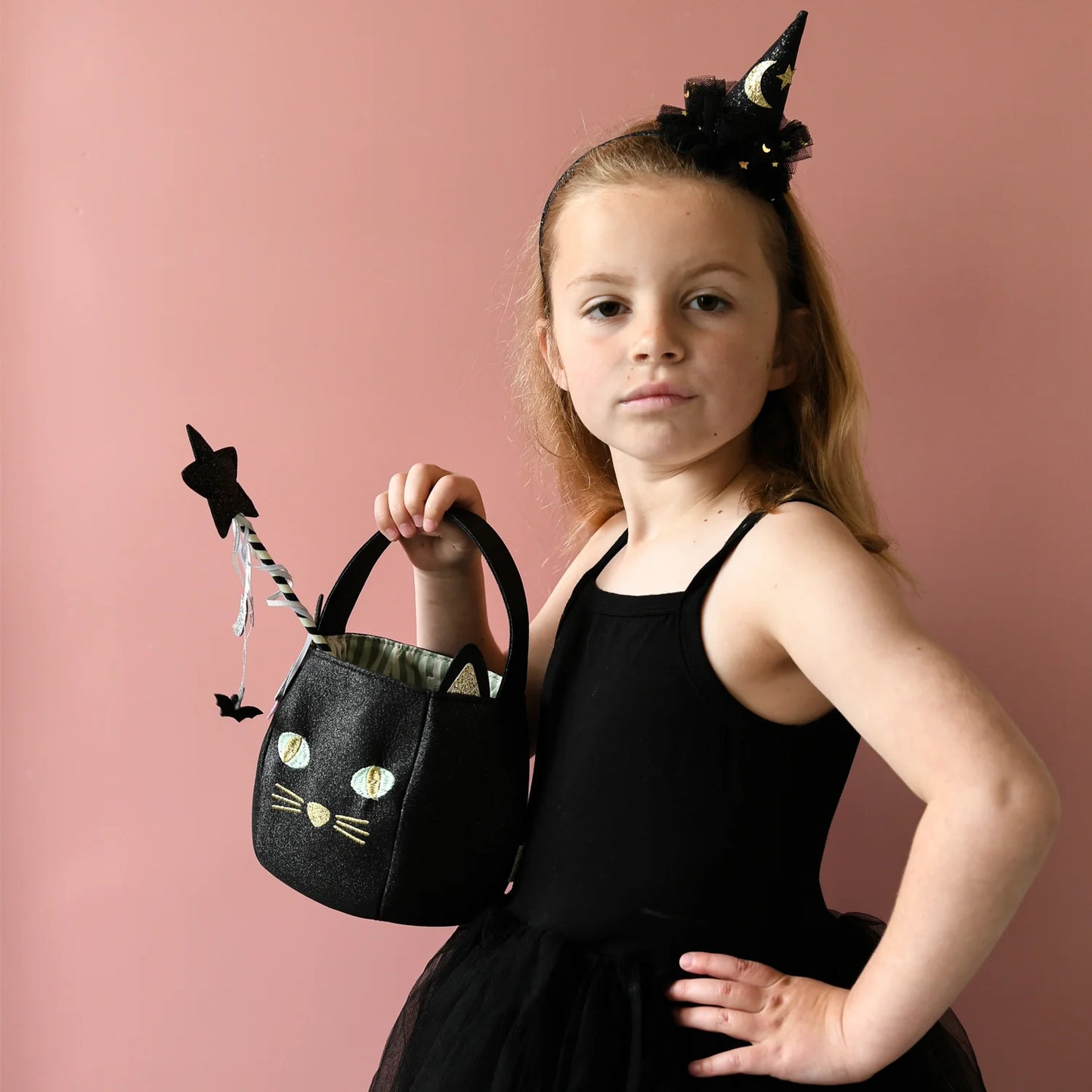 Rockahula Black Cat Bucket Bag – Borsetta Gatto Glitter per Halloween