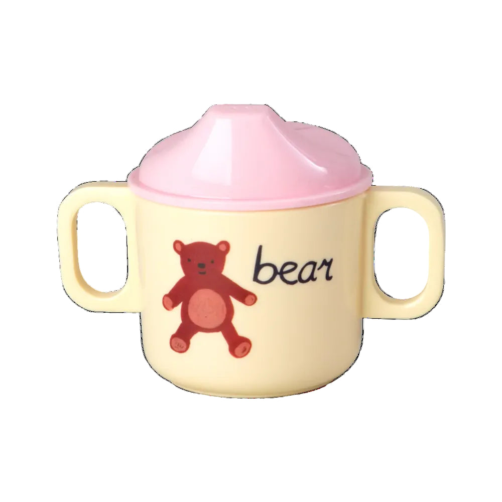 RICE Tazza con coperchio per Bebè in Melamina Rosa "Pink ABC"