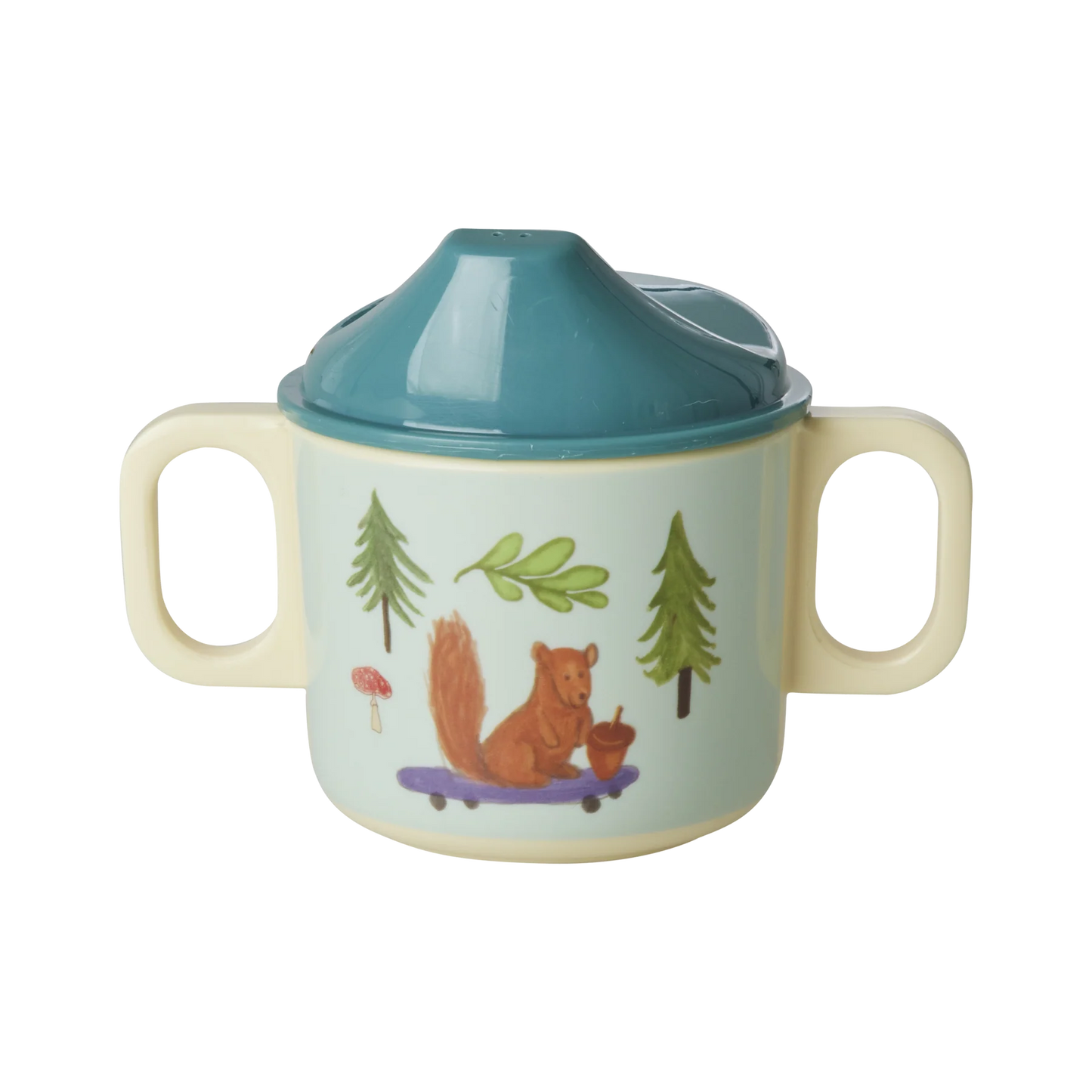 RICE Tazza 2 manici con beccuccio - Blue Happy Forest - Apple Pie