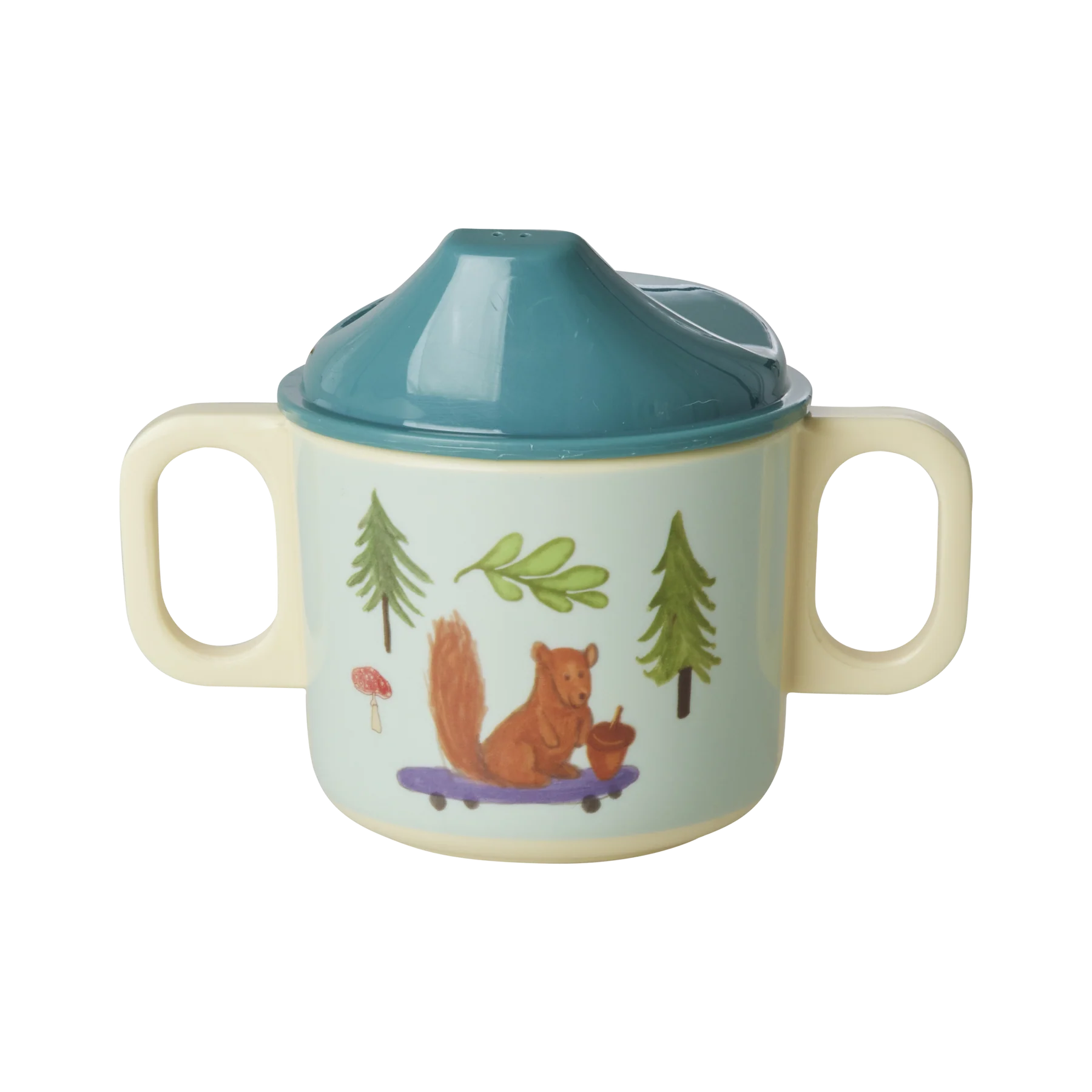 RICE Tazza 2 manici con beccuccio - Blue Happy Forest - Apple Pie