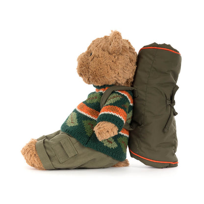 Jellycat Bartholomew Bear Hiking – Orso di Peluche con Zaino e Cappellino