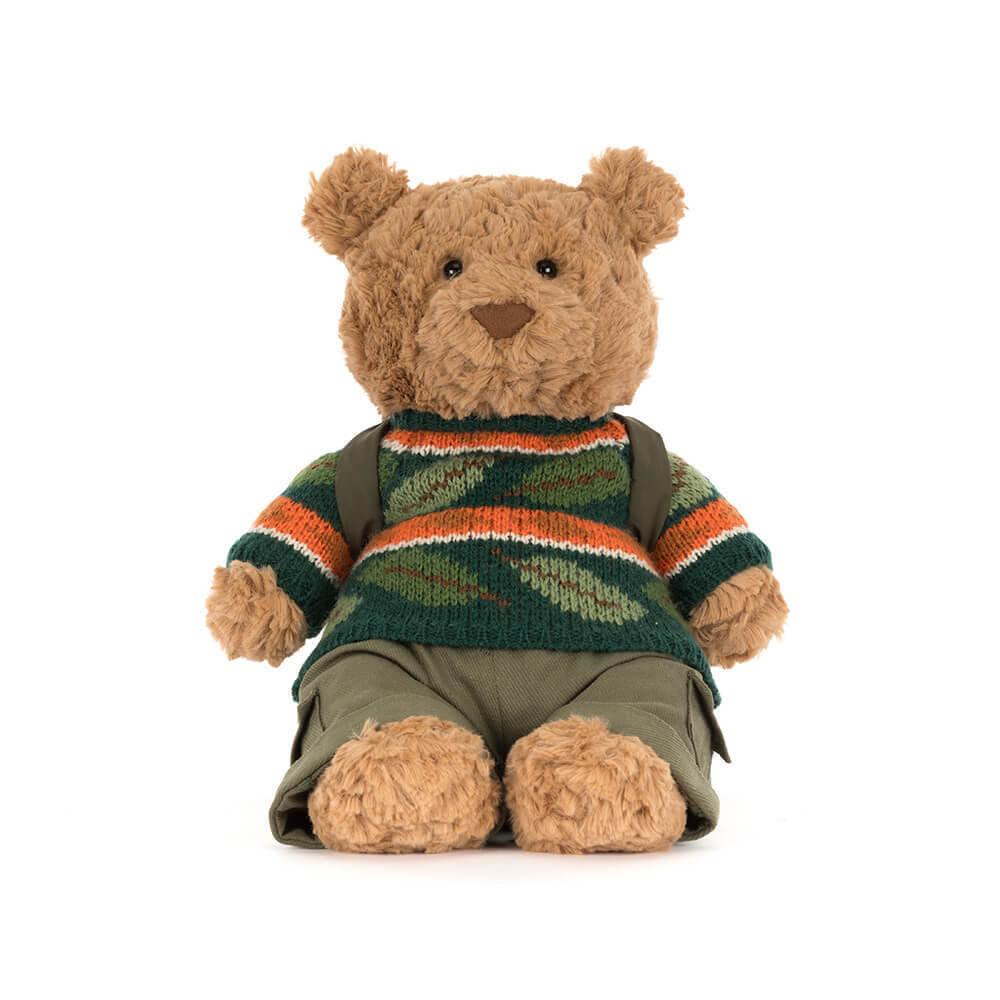 Jellycat Bartholomew Bear Hiking – Orso di Peluche con Zaino e Cappellino