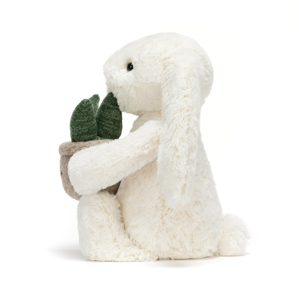 Jellycat Cream Bunny with Plant Peluche Coniglietto Regalo Originale 31cm