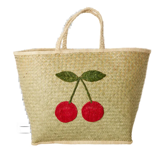 RICE Grande Borsa in Rafia Naturale Big Cherry – Fatta a Mano - IN ARRIVO