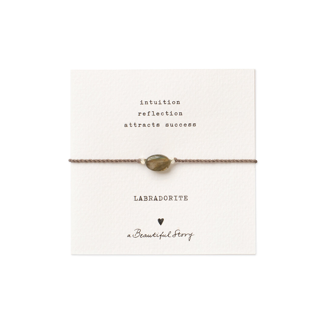Braccialetto con pietra labradorite su sfondo bianco – A Beautiful Story