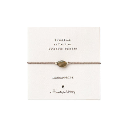 Braccialetto con pietra labradorite su sfondo bianco – A Beautiful Story
