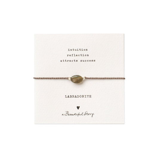 Braccialetto con pietra labradorite su sfondo bianco – A Beautiful Story