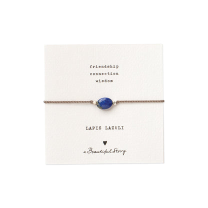 Braccialetto in Lapis Lazuli su cartoncino con significato, fatto a mano