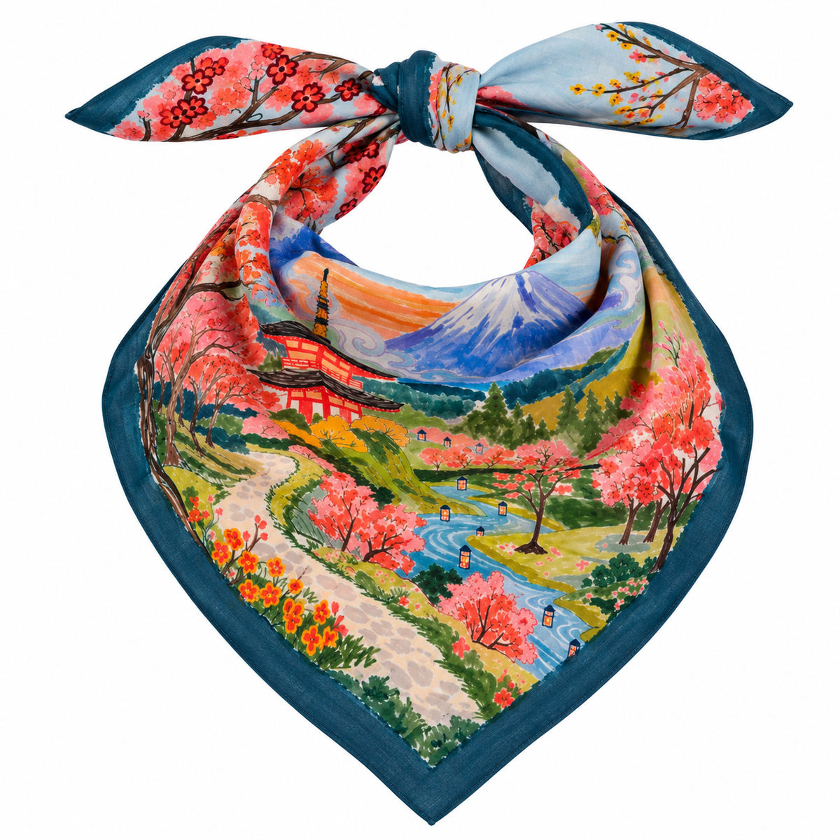 Vismaya – Bandana Cherry Blossom in Cotone Ricamata (Fiori di Ciliegio)