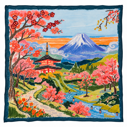 Vismaya – Bandana Cherry Blossom in Cotone Ricamata (Fiori di Ciliegio)