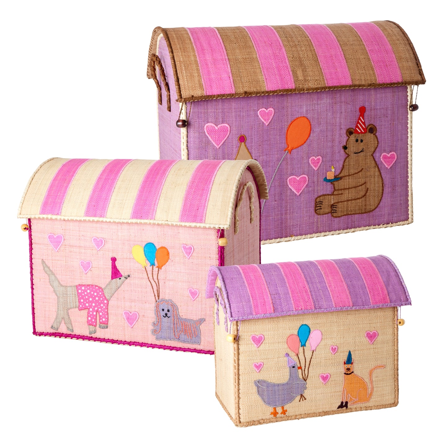 Cesto Giochi in Rafia Animali - Grande - Pink Party Animal - Apple Pie
